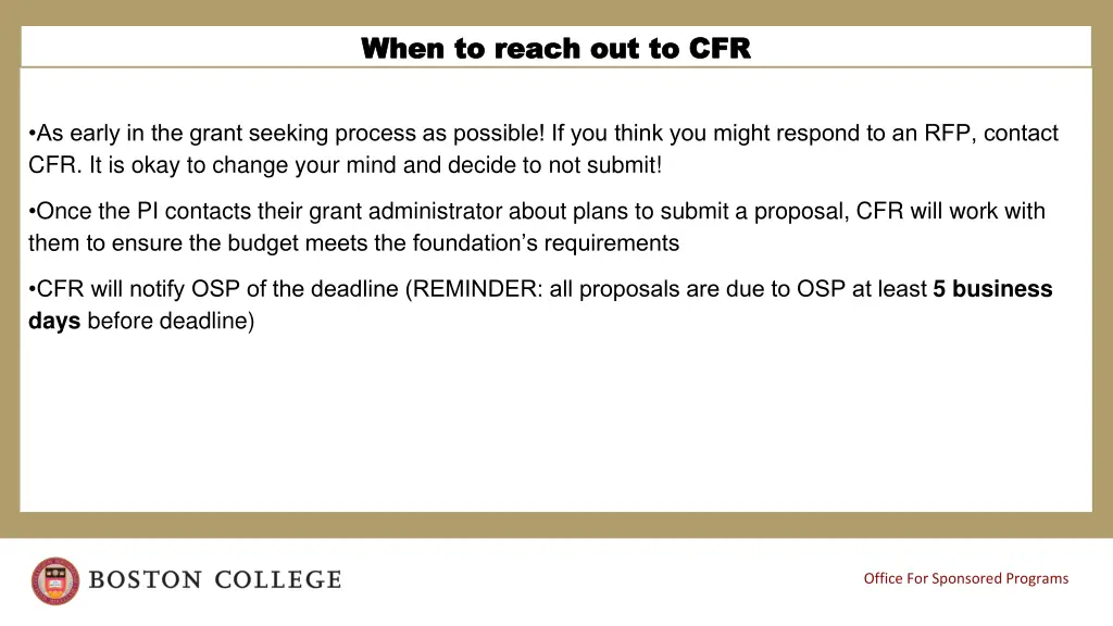 when to reach out to cfr when to reach out to cfr