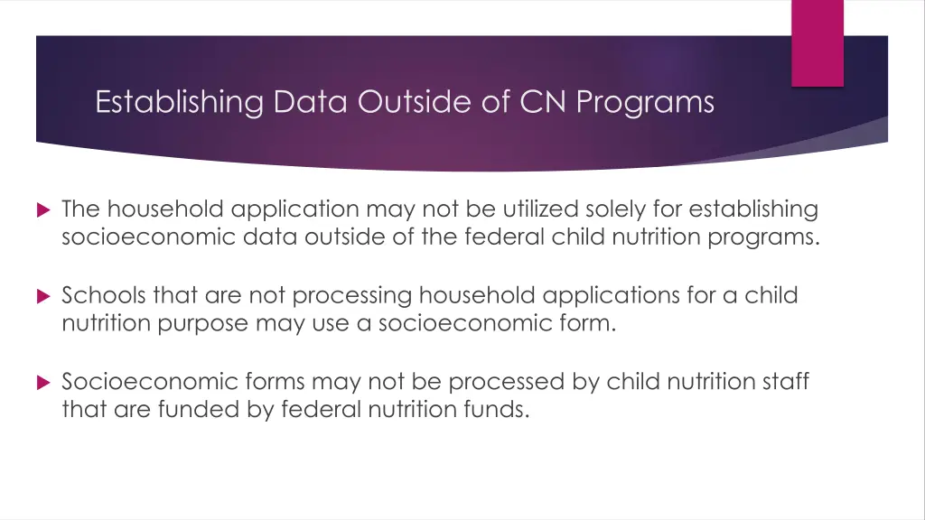 establishing data outside of cn programs