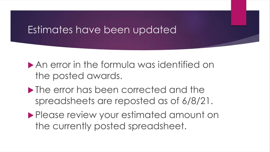 estimates have been updated