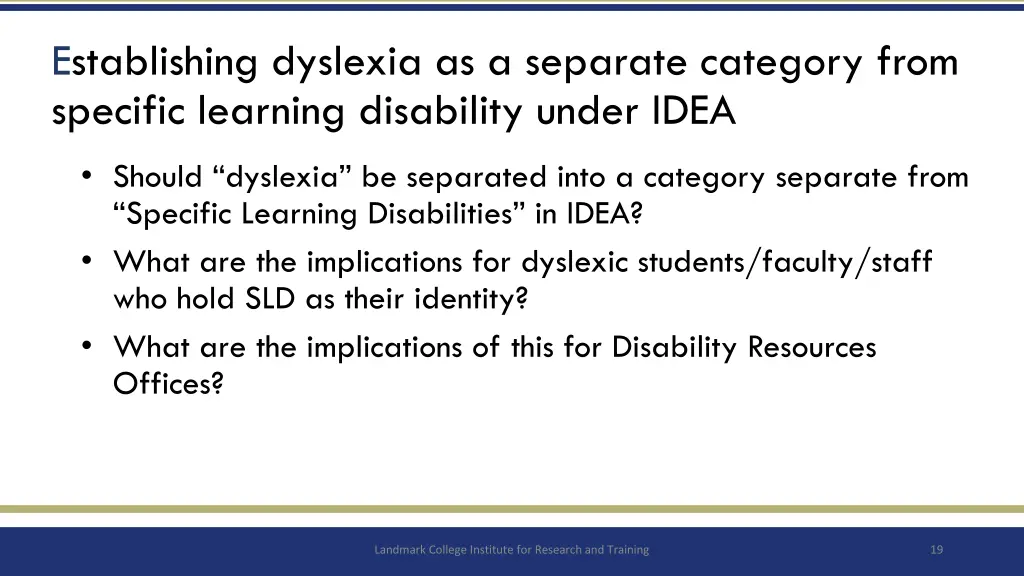 establishing dyslexia as a separate category from