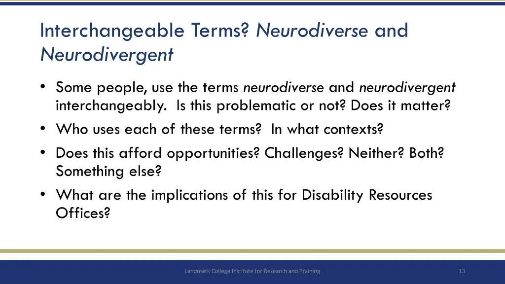 interchangeable terms neurodiverse