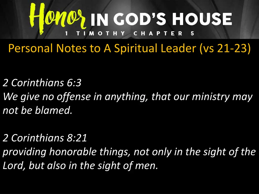 personal notes to a spiritual leader vs 21 23 5