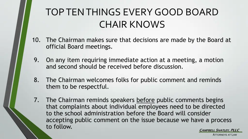 top ten things every good board chair knows