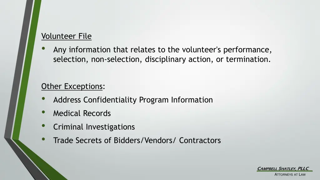 volunteer file any information that relates