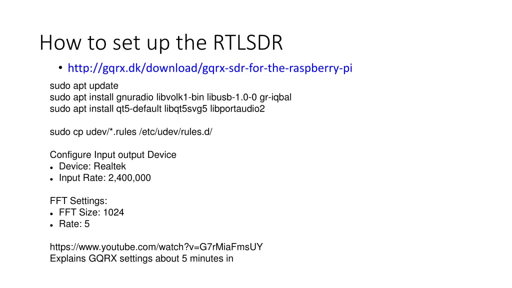 how to set up the rtlsdr http gqrx dk download