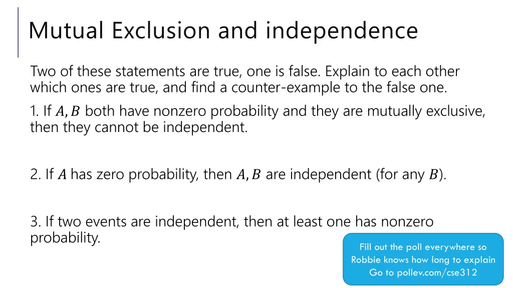 mutual exclusion and independence
