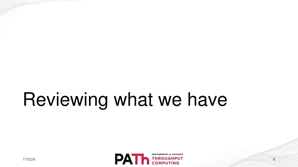 reviewing what we have