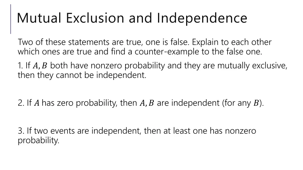 mutual exclusion and independence 1