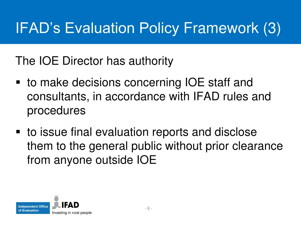 ifad s evaluation policy framework 3