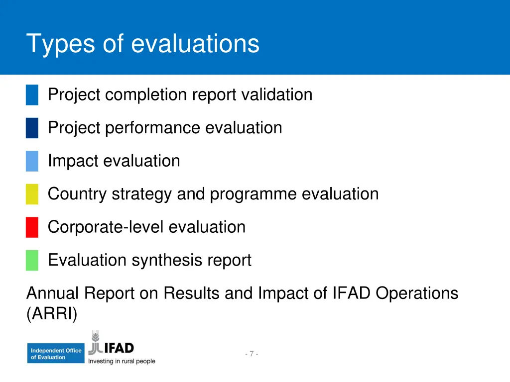 types of evaluations