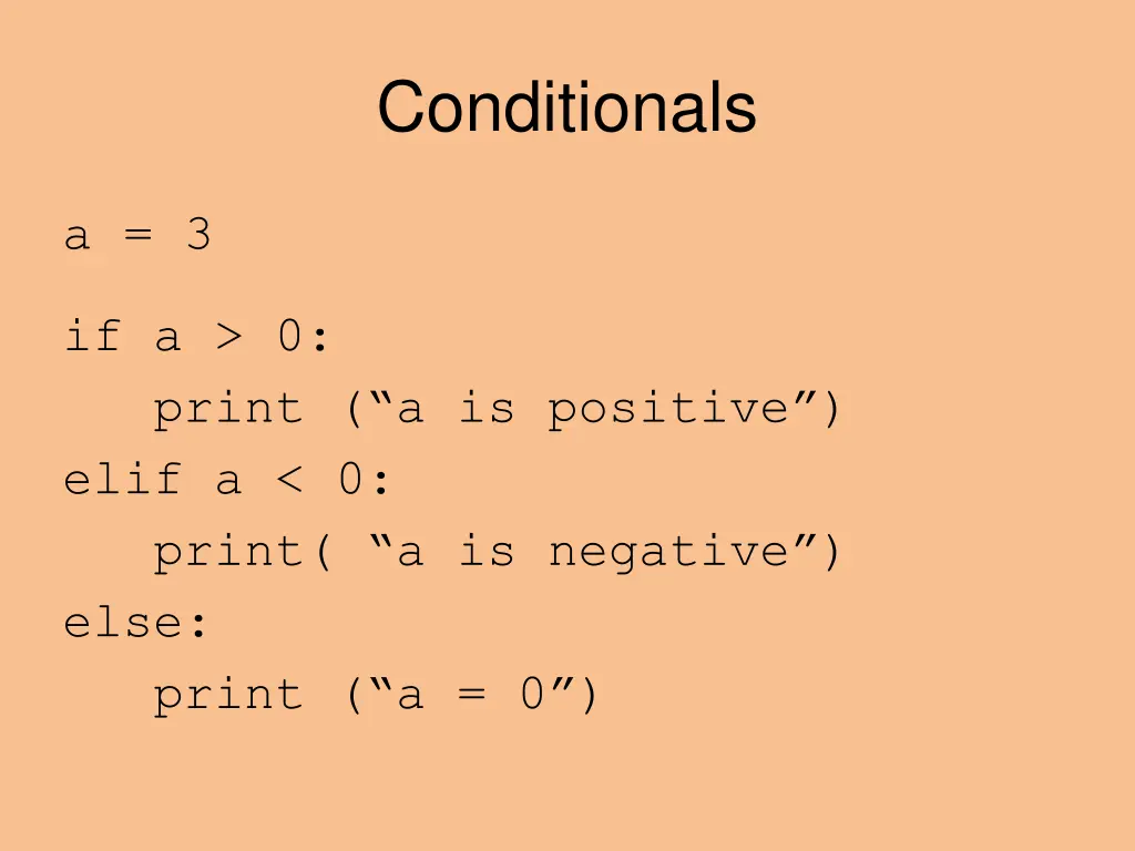 conditionals
