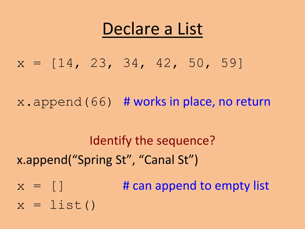 declare a list