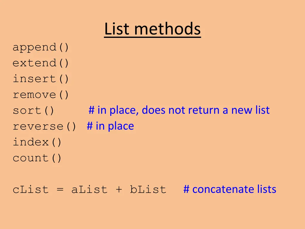 list methods