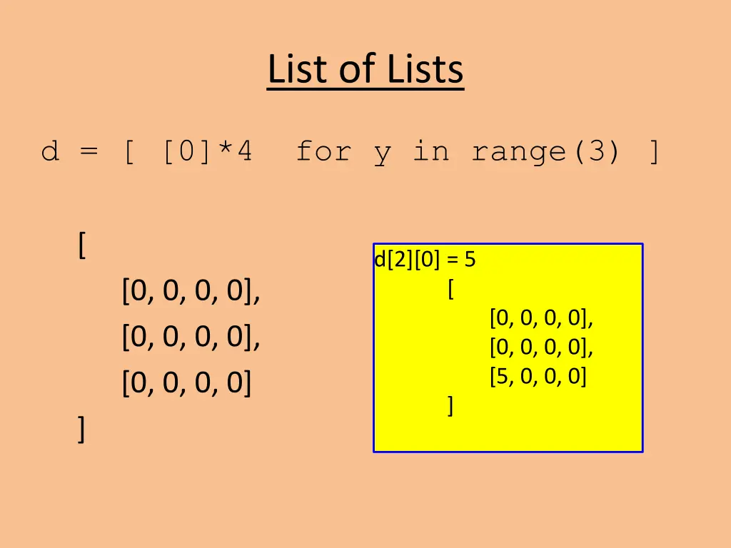 list of lists
