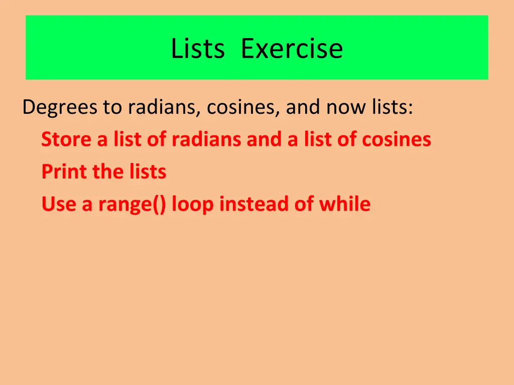 lists exercise