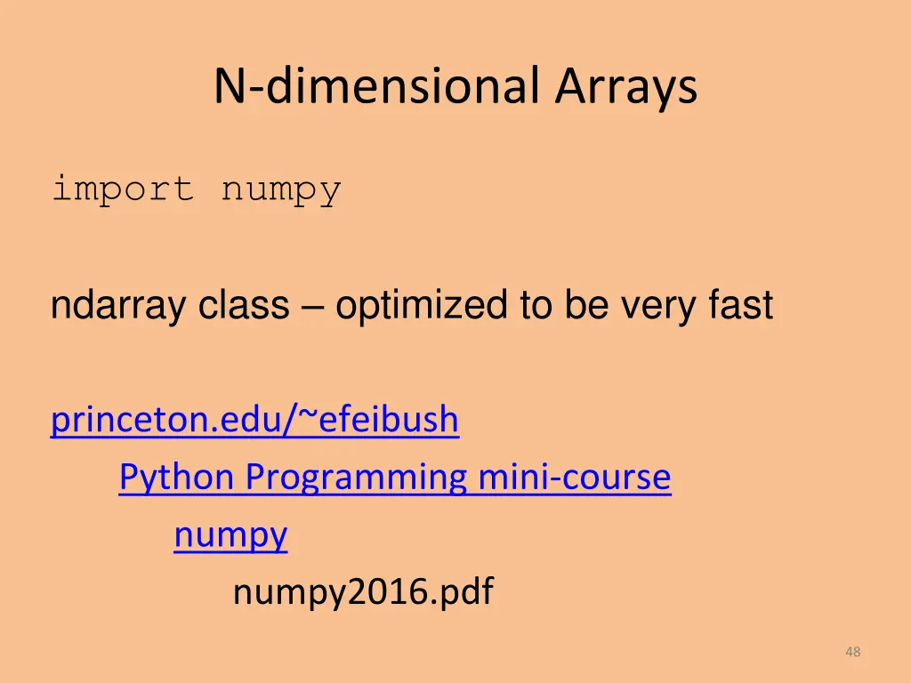 n dimensional arrays