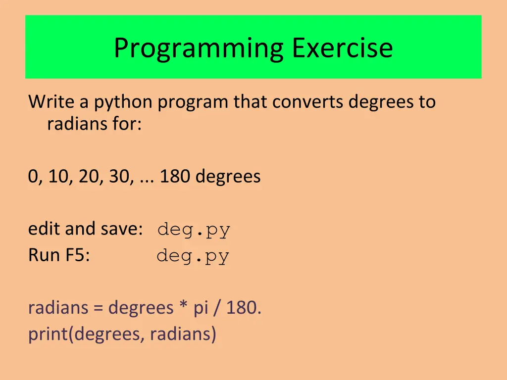 programming exercise