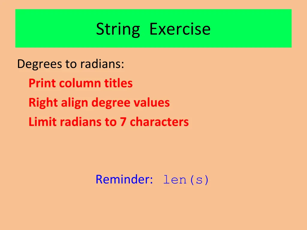 string exercise
