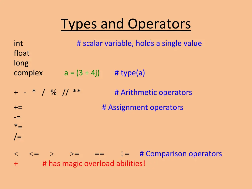 types and operators