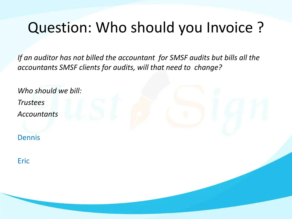 question who should you invoice