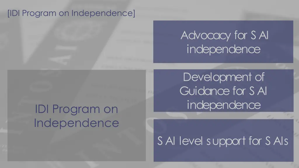 idi program on independence
