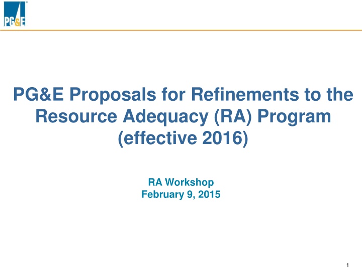 pg e proposals for refinements to the resource