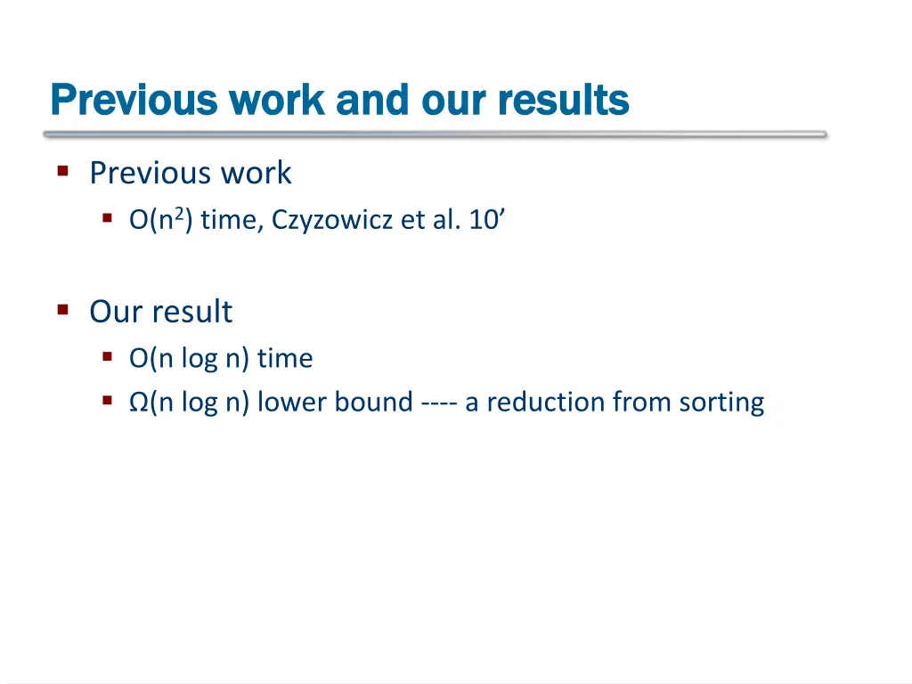 previous work and our results previous work