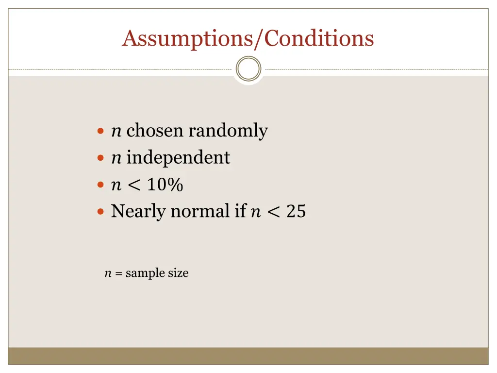 assumptions conditions