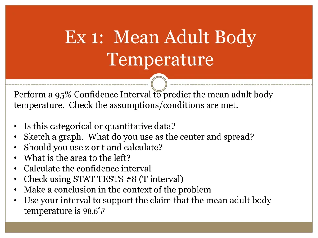 ex 1 mean adult body temperature