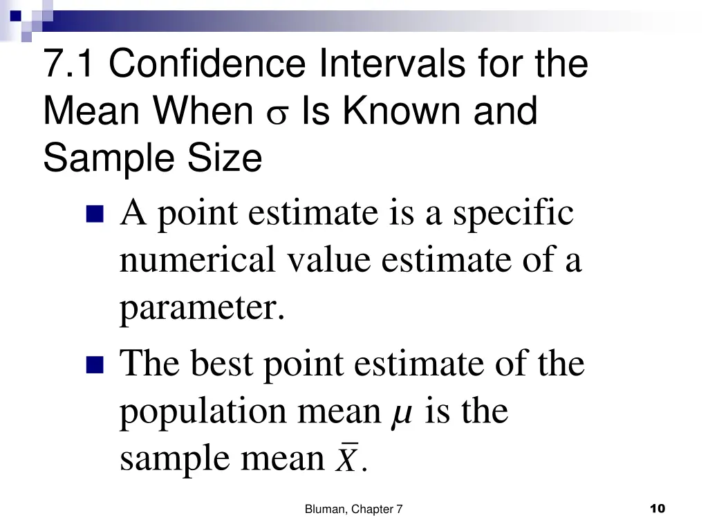 7 1 confidence intervals for the mean when