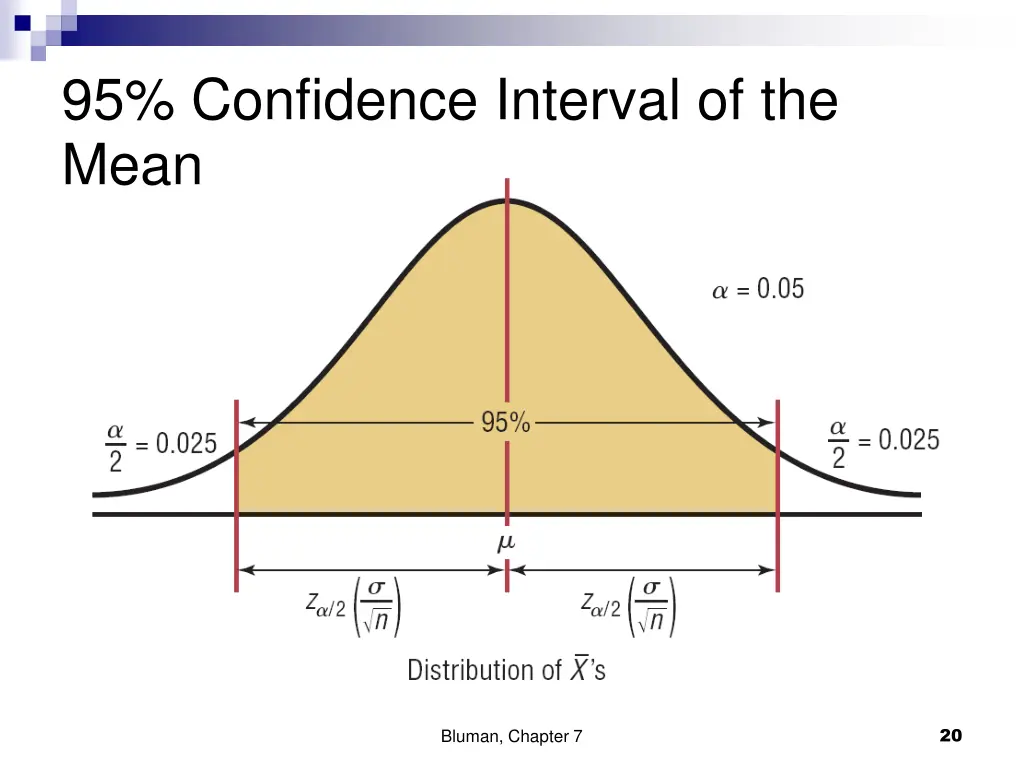 95 confidence interval of the mean