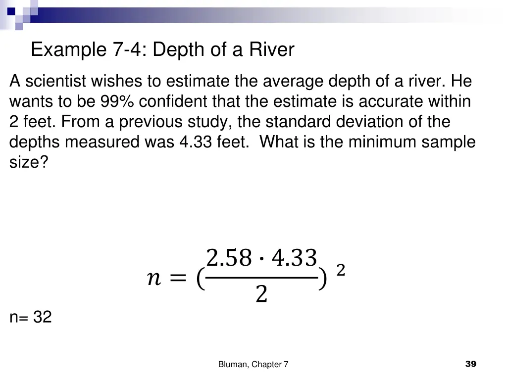 example 7 4 depth of a river