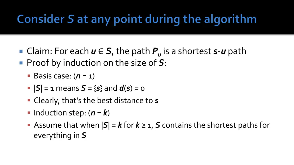 claim for each u s the path p u is a shortest