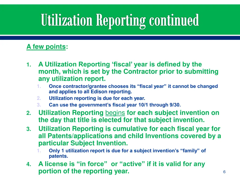 utilization reporting continued