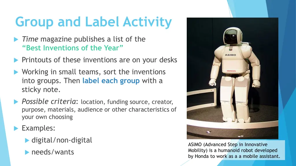 group and label activity
