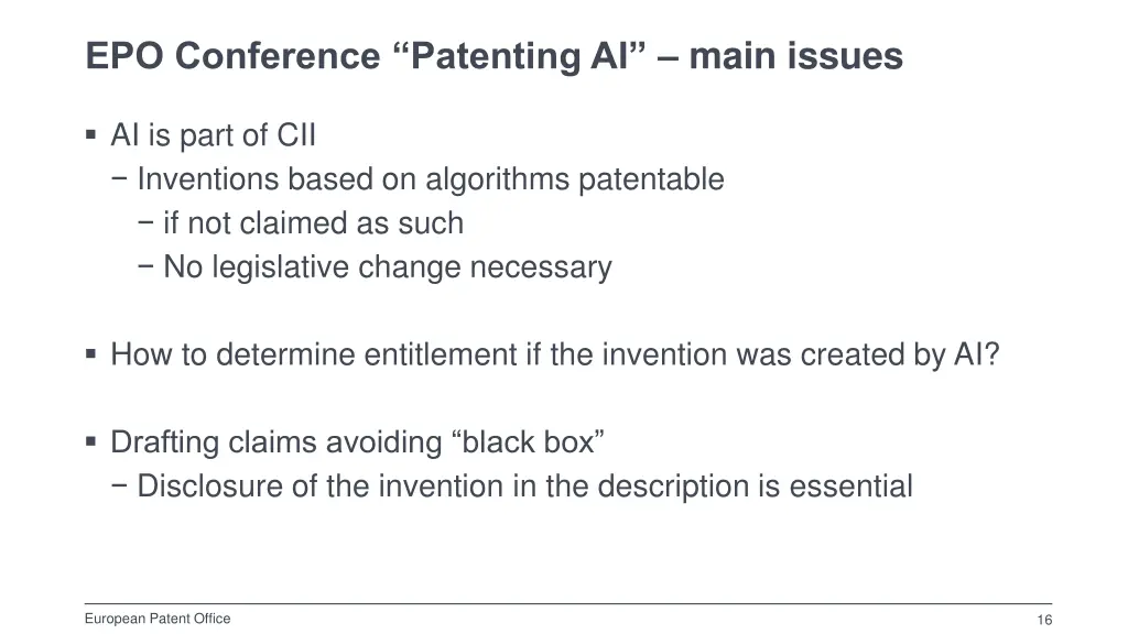 epo conference patenting ai main issues
