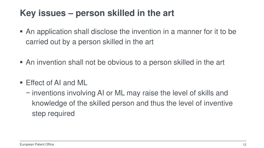 key issues person skilled in the art