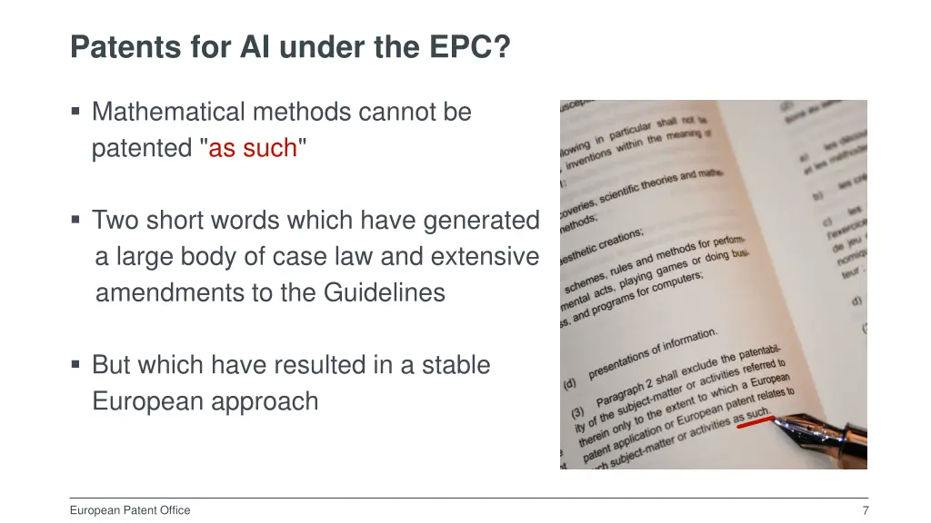 patents for ai under the epc
