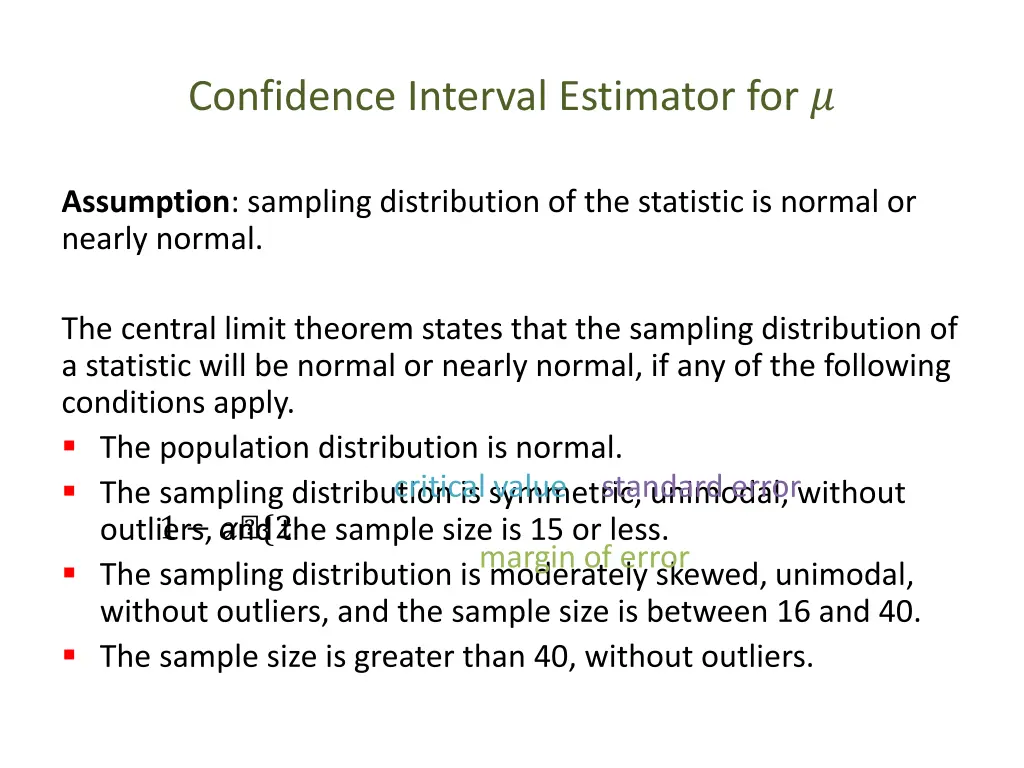 confidence interval estimator for
