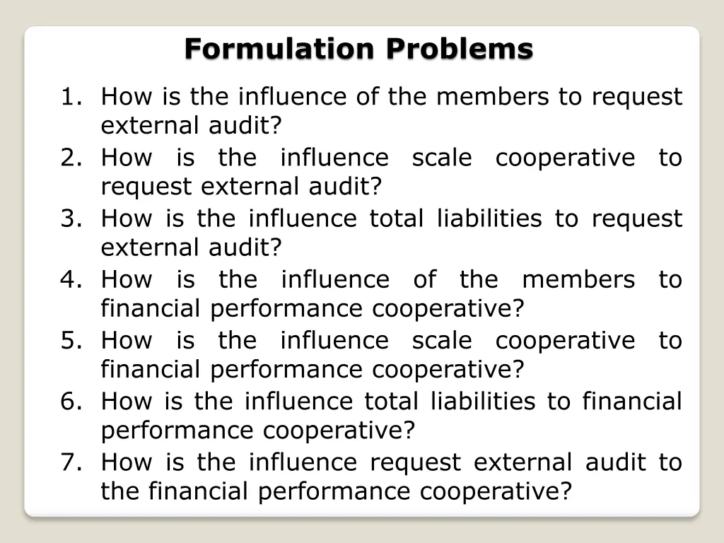 formulation problems