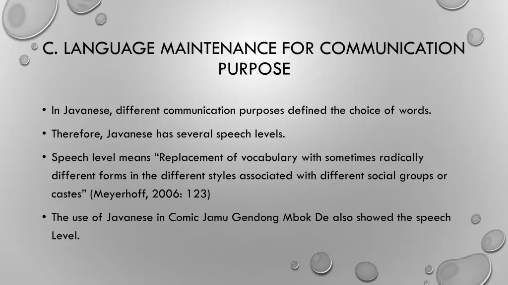 c language maintenance for communication purpose