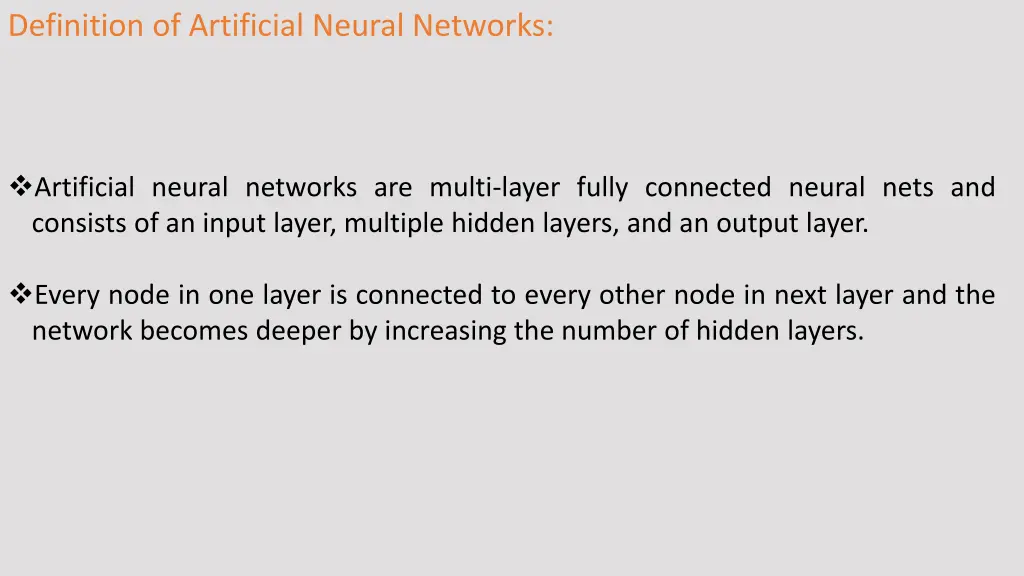 definition of artificial neural networks