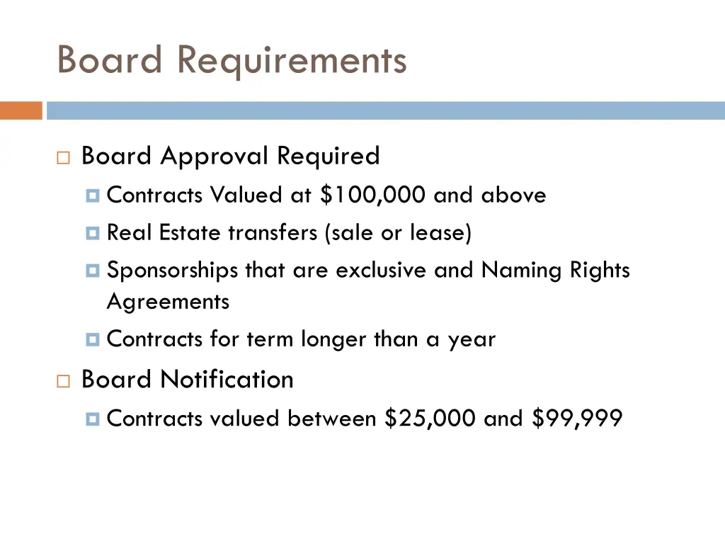 board requirements