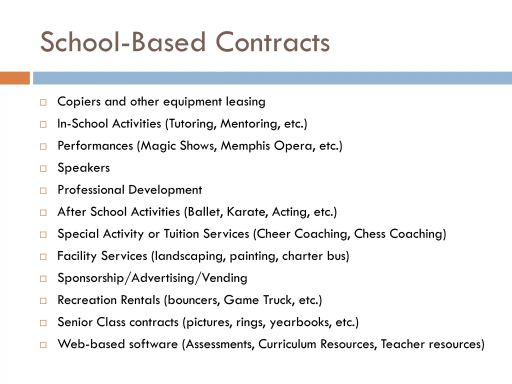 school based contracts
