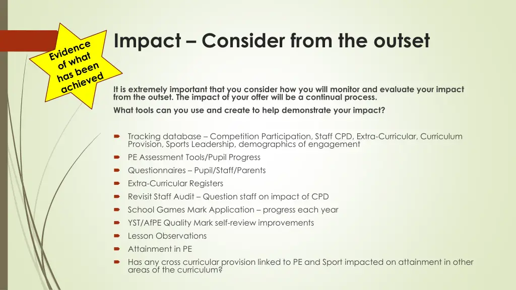 impact consider from the outset