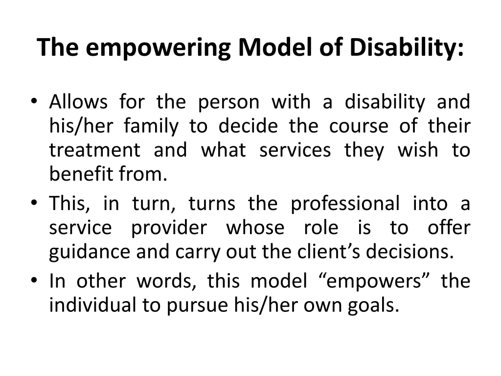 the empowering model of disability