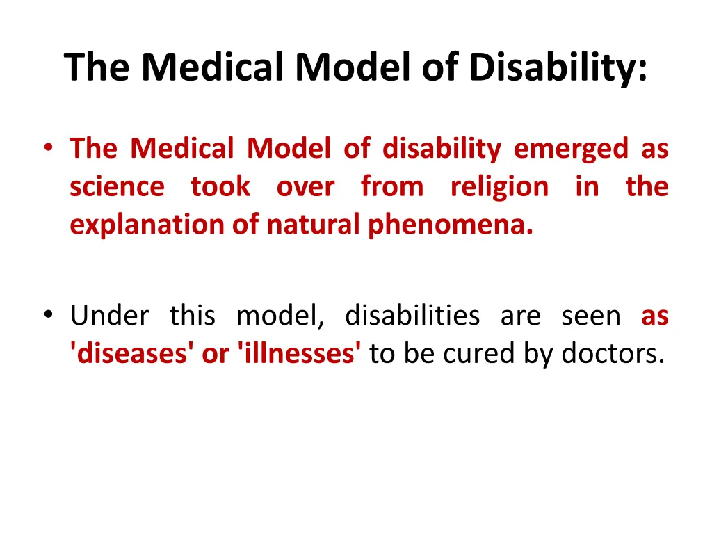 the medical model of disability