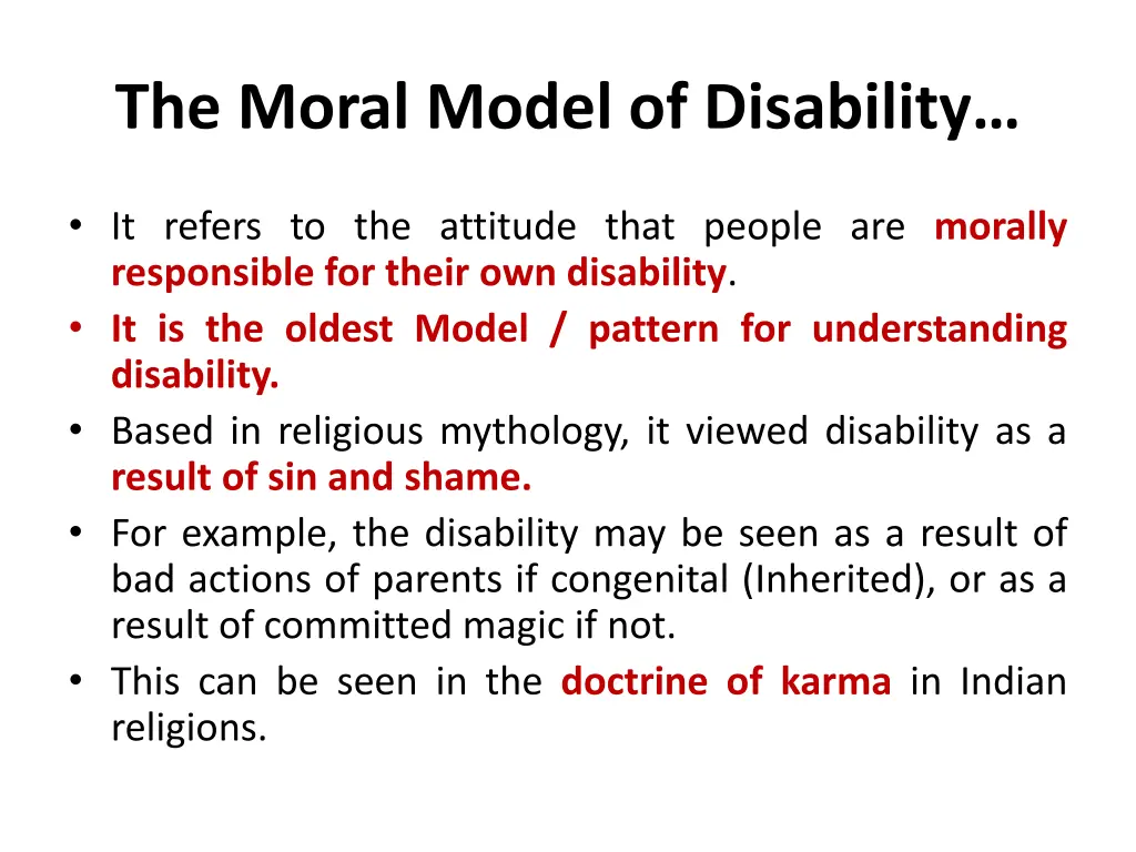 the moral model of disability