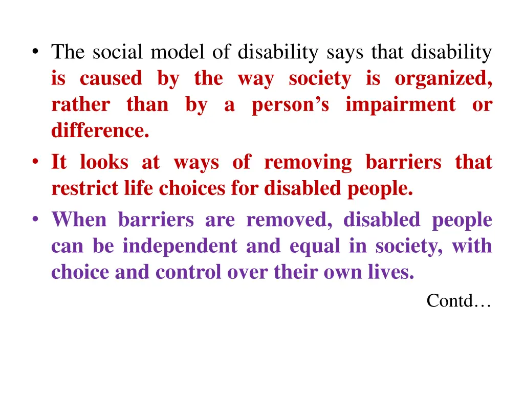 the social model of disability says that
