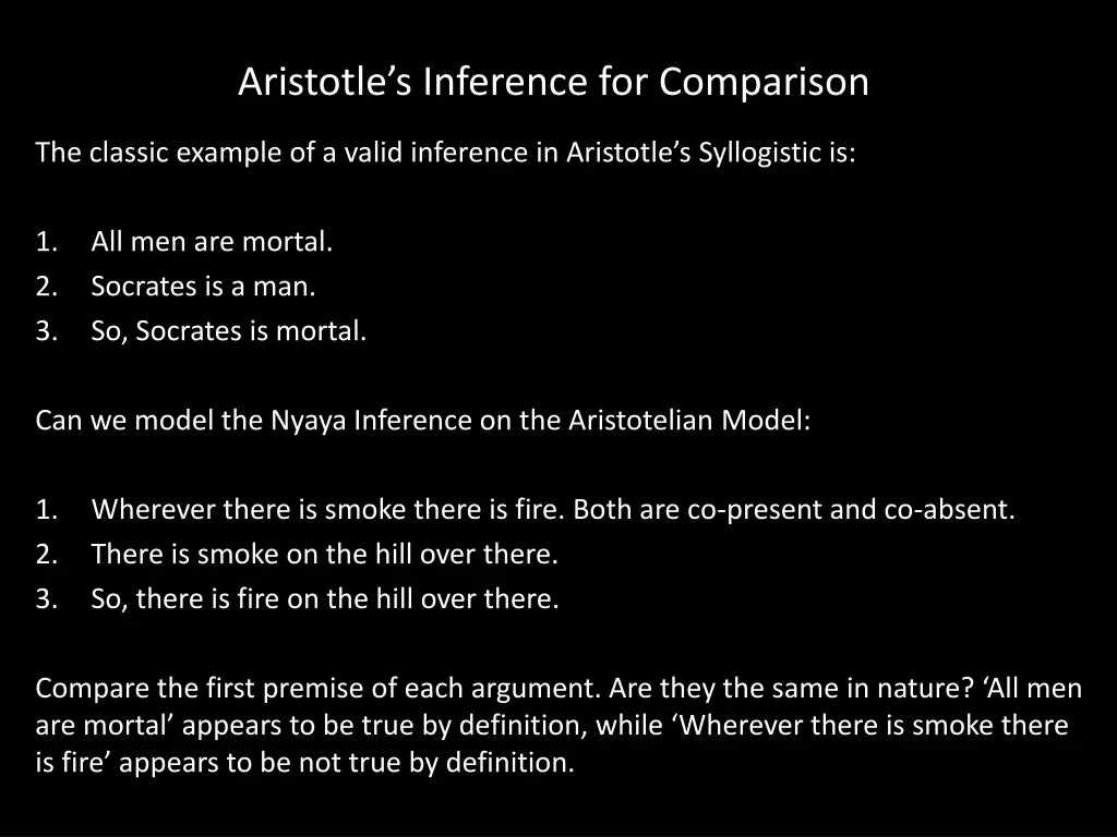 aristotle s inference for comparison